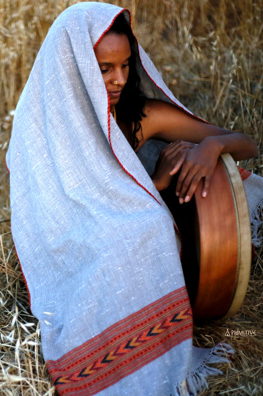 Kullu Shawl ⫸ Traditional Wool Shawl with Tribal Pattern