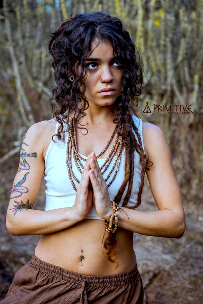 Yoga Outfit ๑⋙ Organic Cotton Yoga Top + 3/4 Harem Pants Handwoven Cotton