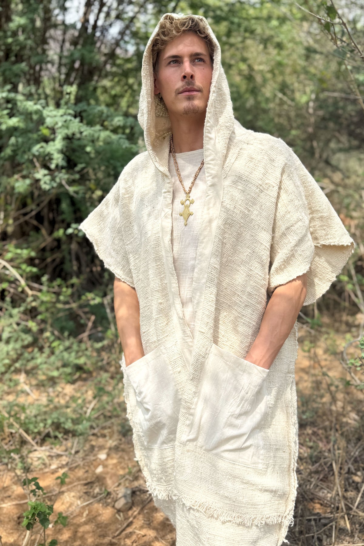 Open Poncho ~ Raw Khadi Cotton