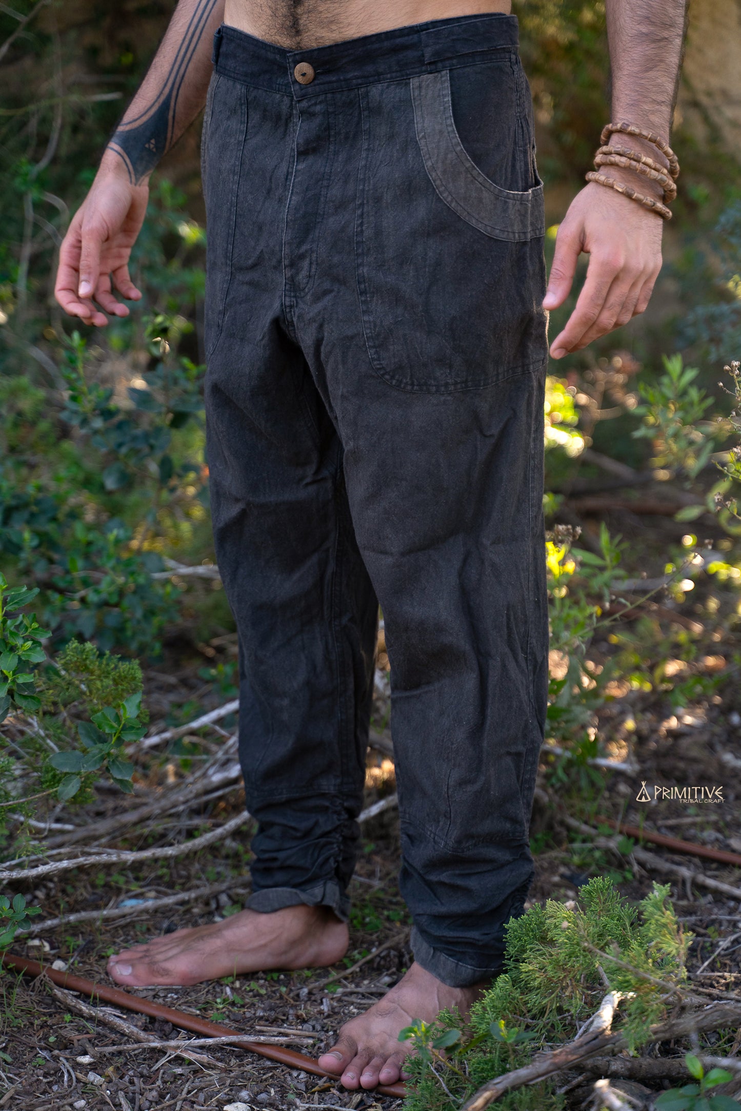 Hemp Pants with Tie ⋙⋙ Natural Color or Herbal Dye Brown