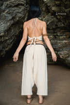 Wild Spirit Outfit ⋙⋘ Cotton Tie Top + 3/4 Harem Pants ⋙ Natural Cotton