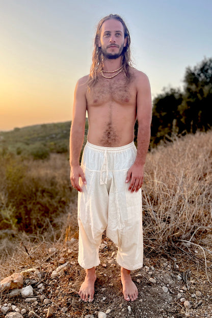3/4 Harem-Hosen ⋙ Handgewebte Khadi-Baumwolle