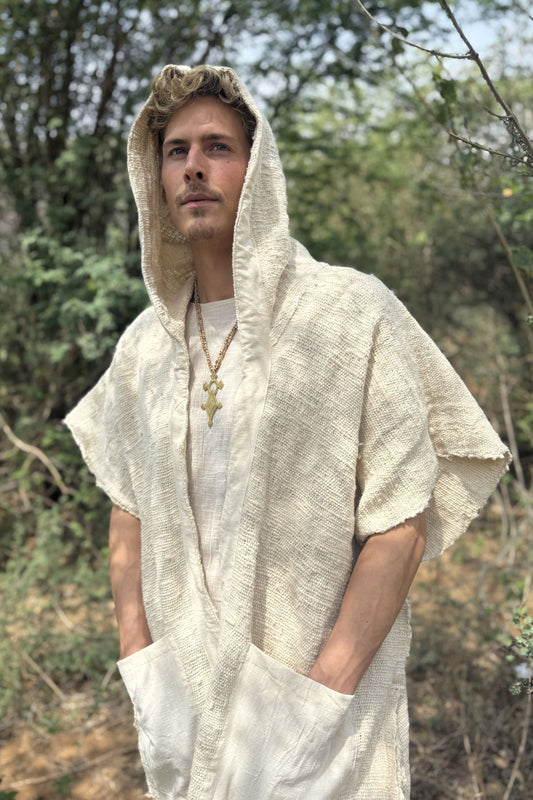 Open Poncho ~ Raw Khadi Cotton
