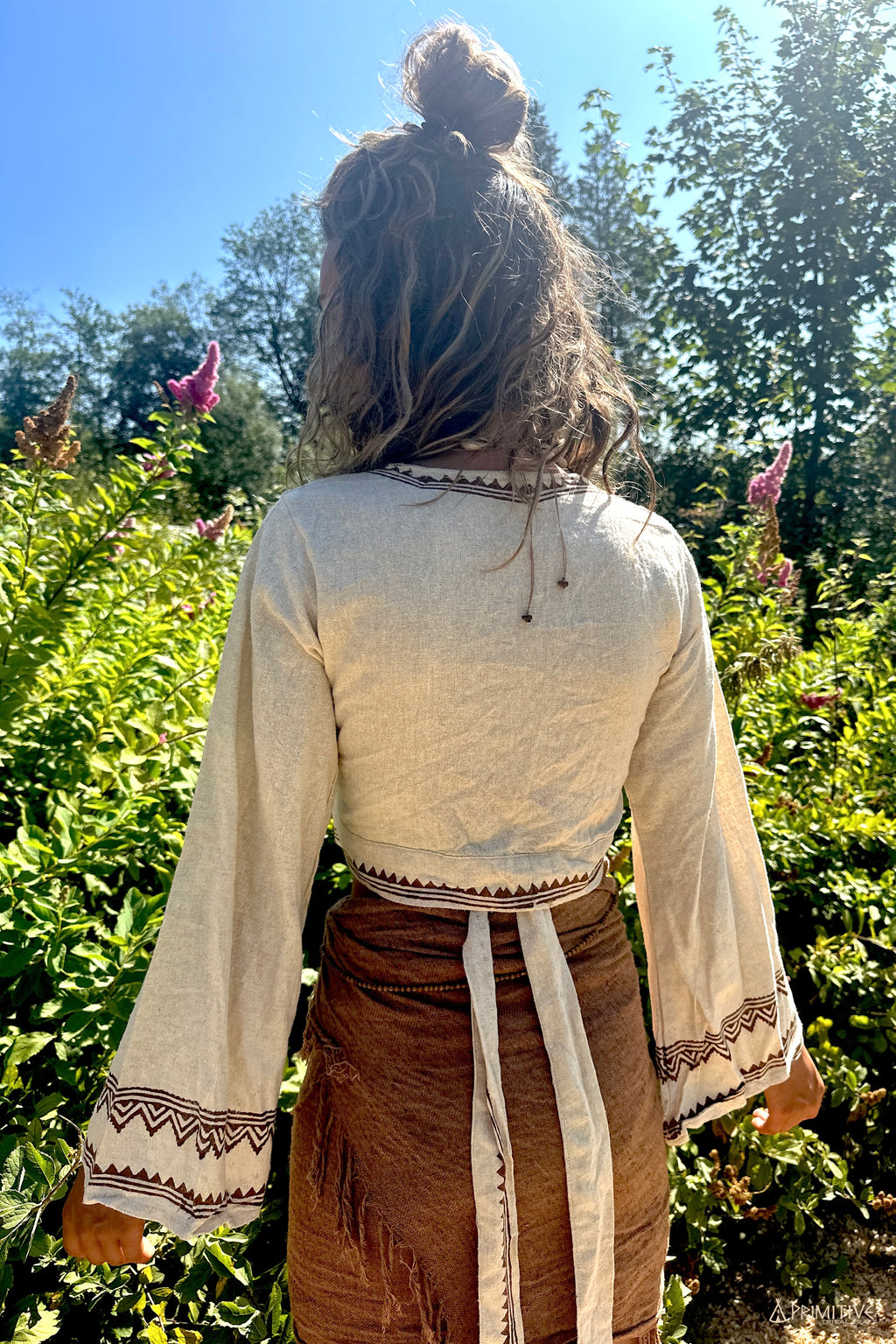 Mini Wrap Top ⋗ Hand Block Print ⋖ Handwoven Raw Silk