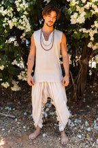 Earthy Frayed Sleeveless Shirt ⋙ Handwoven Raw Silk
