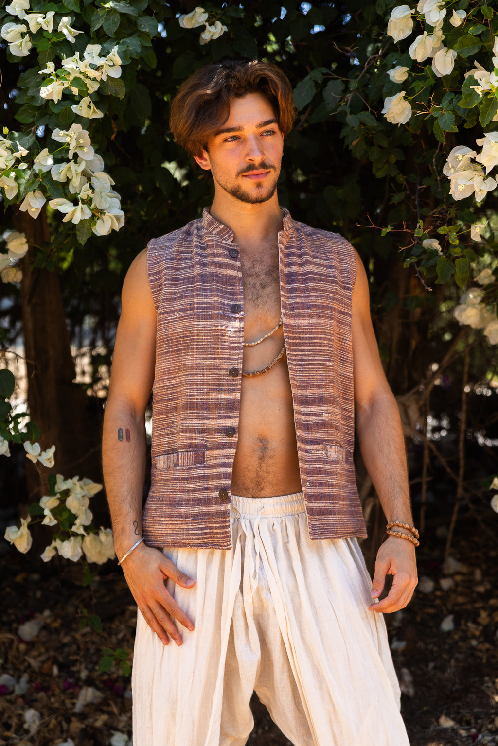 Khadi Cotton Vest with Collar