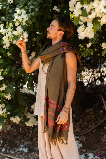 Kullu Shawl with Tribal Pattern ~ Pure Wool