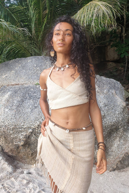Kokosnussperlen & Muscheln Gürtel + Halskette ๑⋙ SET von 2