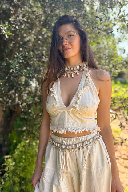 Triangles Halter Top ⋙ Natural Khadi Cotton