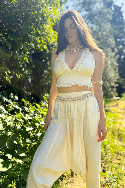 Satya Outfit ⋙⋘ Handloom Khadi Harem Pants and Triangles Top