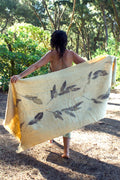 Ancient Path Wool Shawl with Botanical Print
