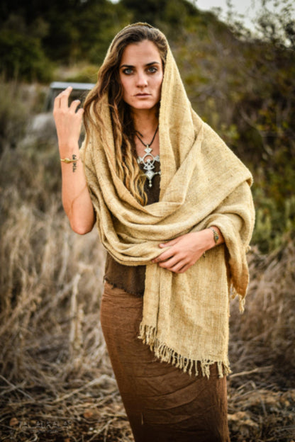 Tribal Raw Silk Shawl ~ Traditionaly handspun Handwoven ~