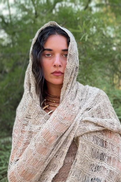 Himalayan Nettle Shawl – Organic Hand Knitted Large Wrap