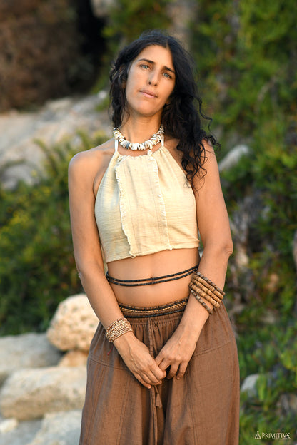 Dreieckiger Crop-Top ⋗⋙ Naturfarbstoff ⋗⋙ Handgewebte Khadi-Baumwolle