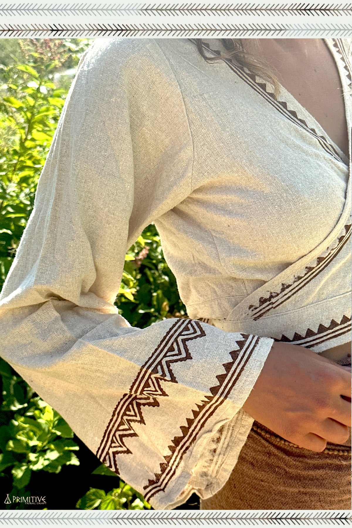 Mini Wrap Top ⋗ Hand Block Print ⋖ Handwoven Raw Silk