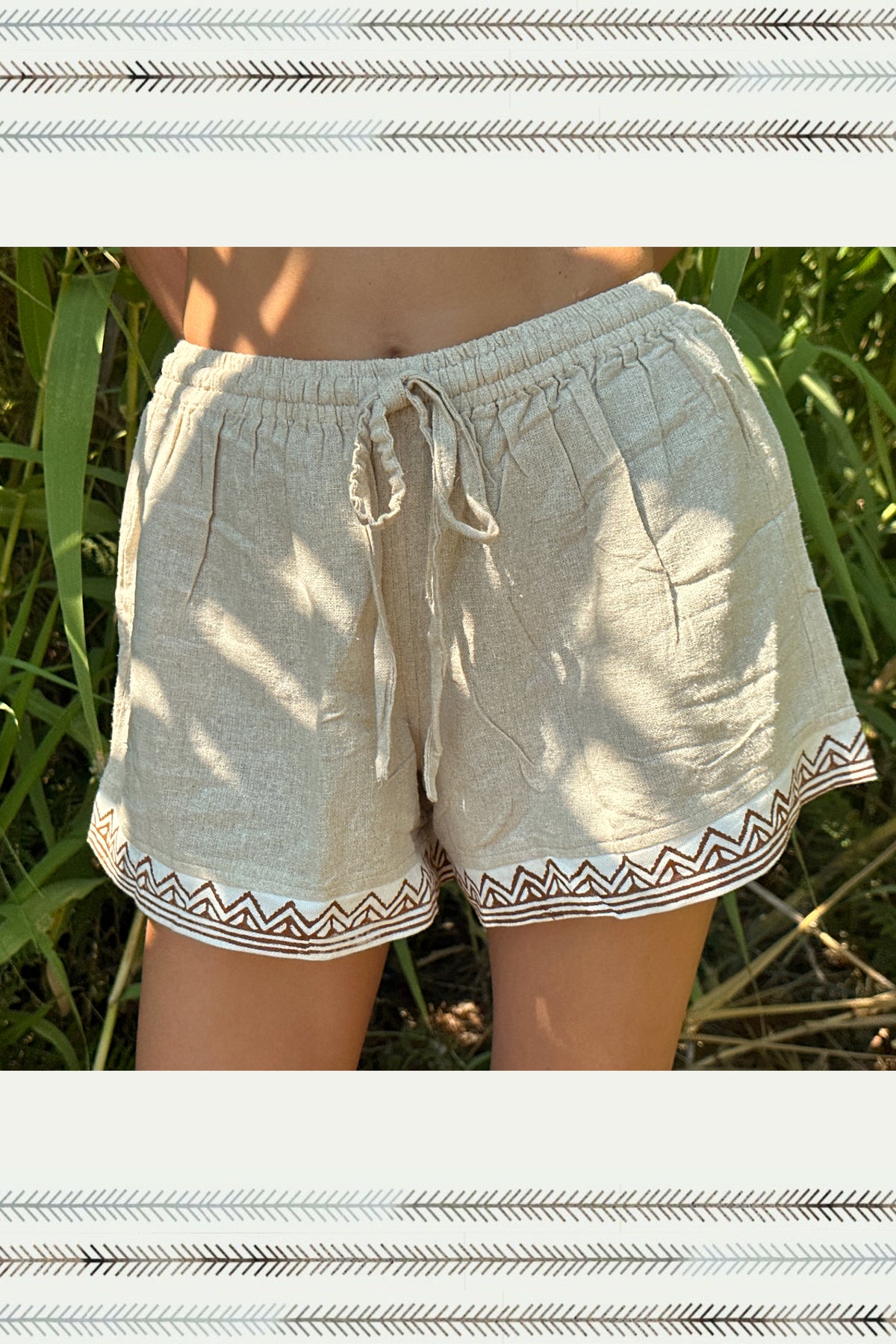 Tribal Shorts >> Hand Block Print >> Handwoven Raw Silk