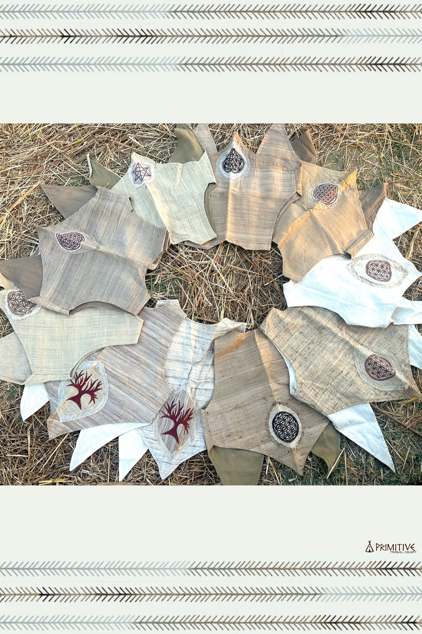 Weste mit besticktem Patch ~ Handgewebte Rohseide