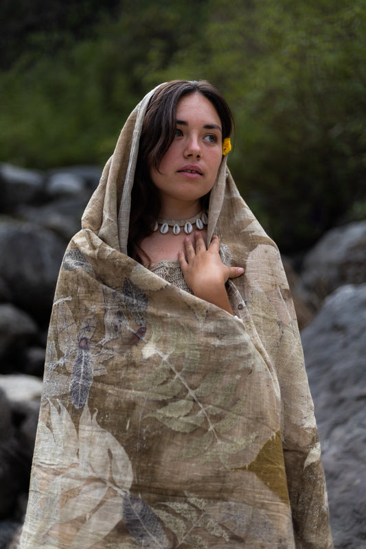 Handloom Cotton Shawl ~ Botanical Print Collection