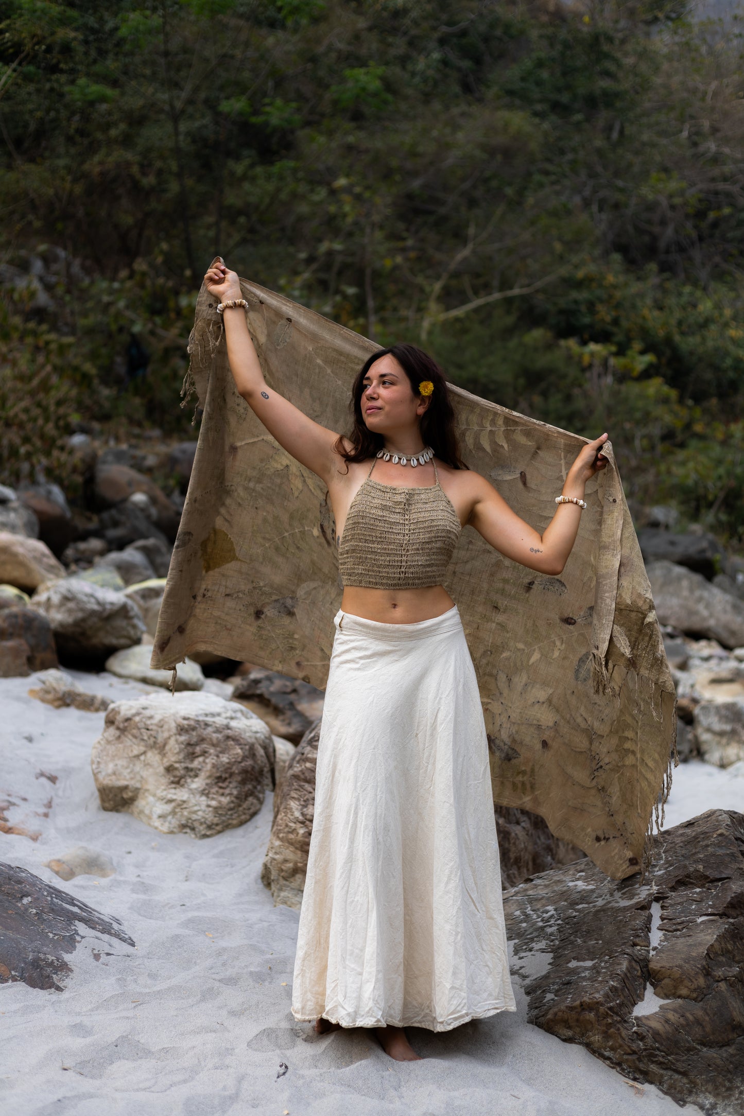 Handloom Cotton Shawl ~ Botanical Print Collection