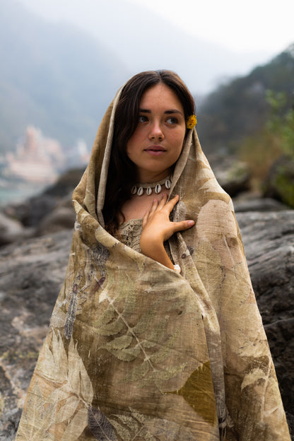 Handloom Cotton Shawl ~ Botanical Print Collection