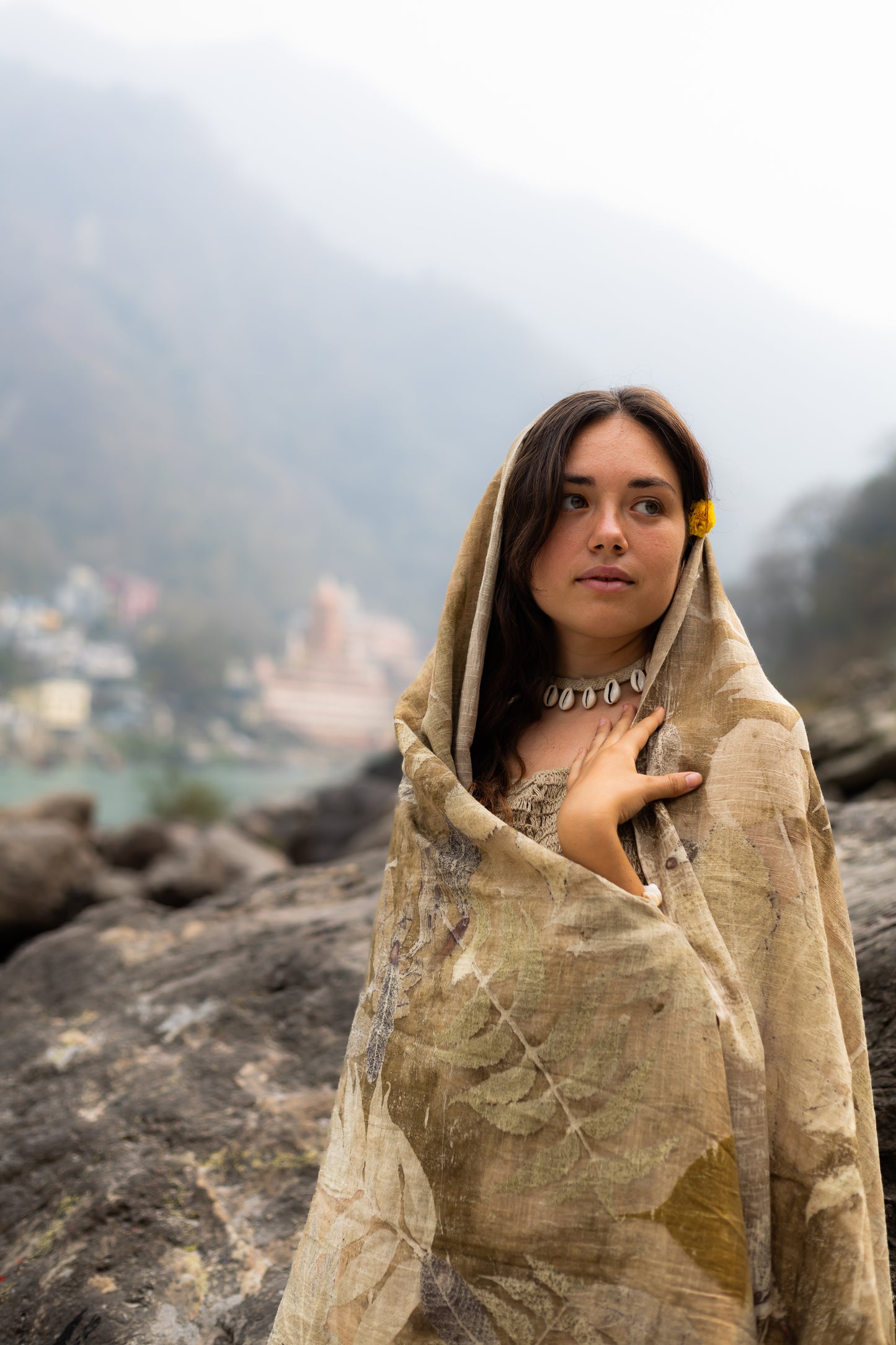 Handloom Cotton Shawl ~ Botanical Print Collection