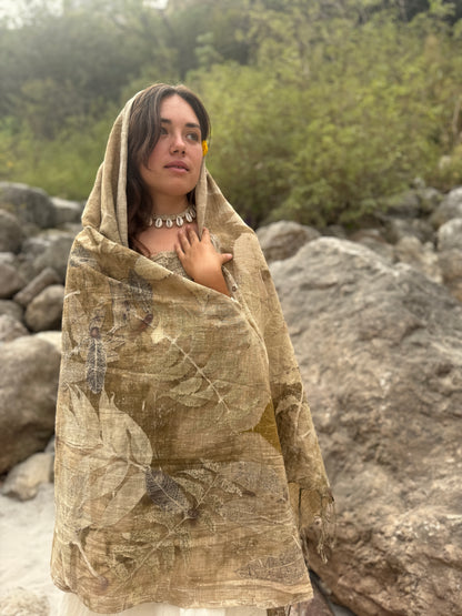 Handloom Cotton Shawl ~ Botanical Print Collection