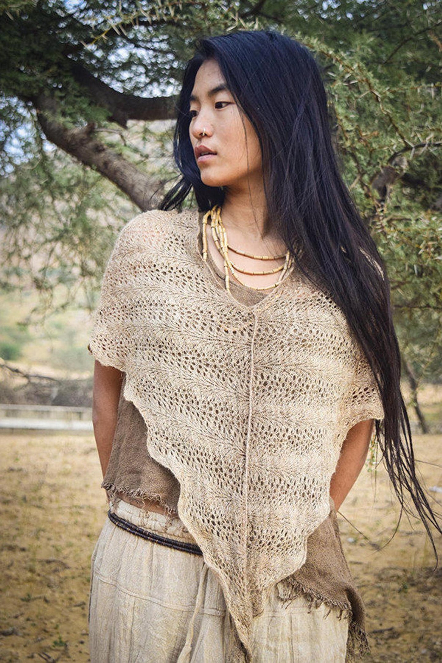 Nettle Poncho ⋙ Knitted from Himalayan Nettle Fiber