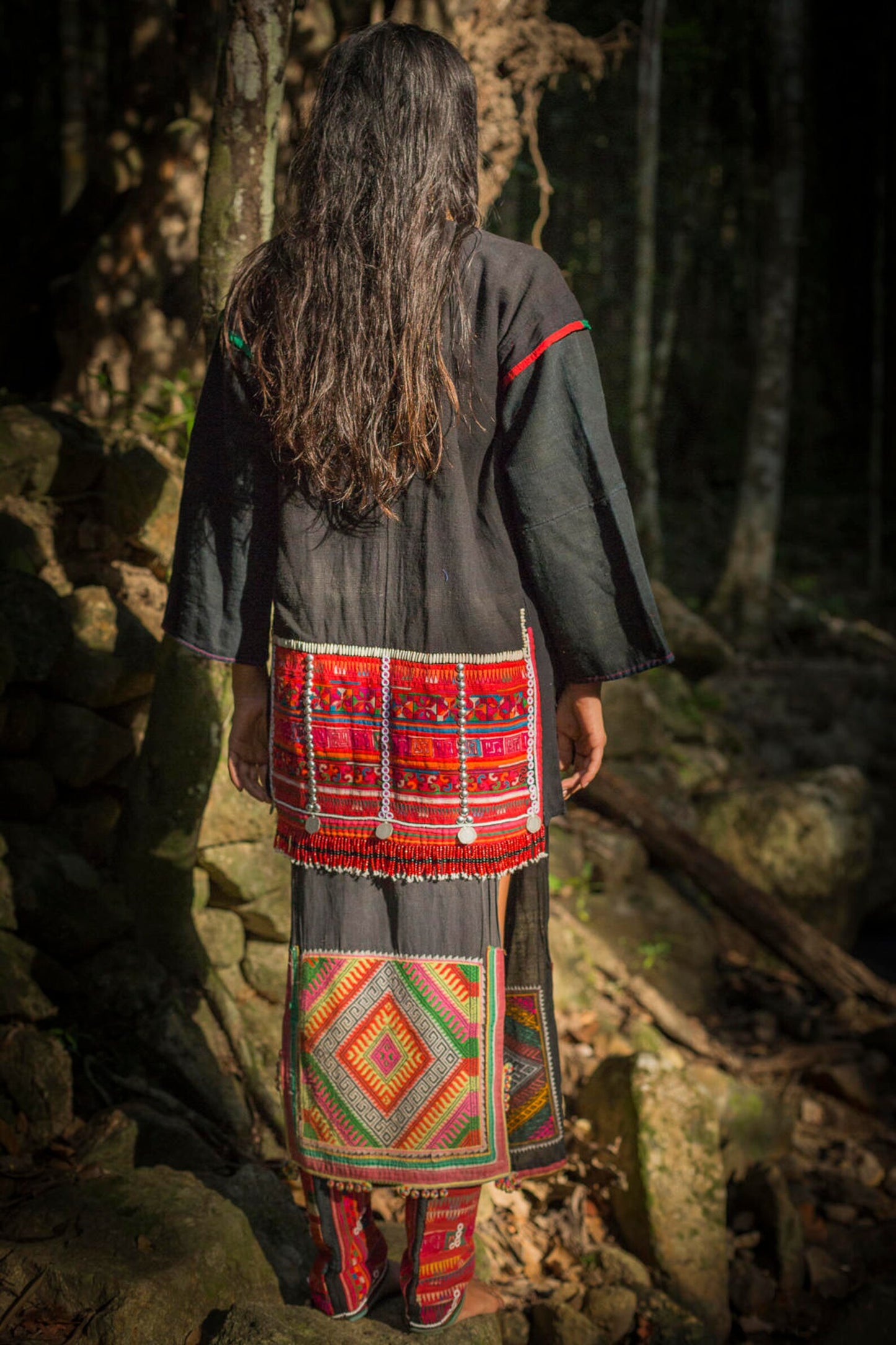 Akha Hill Tribe Jacket with Detailed Cross Stitched Embroidery ~⋙⋘~ Handwoven Handspun Hemp