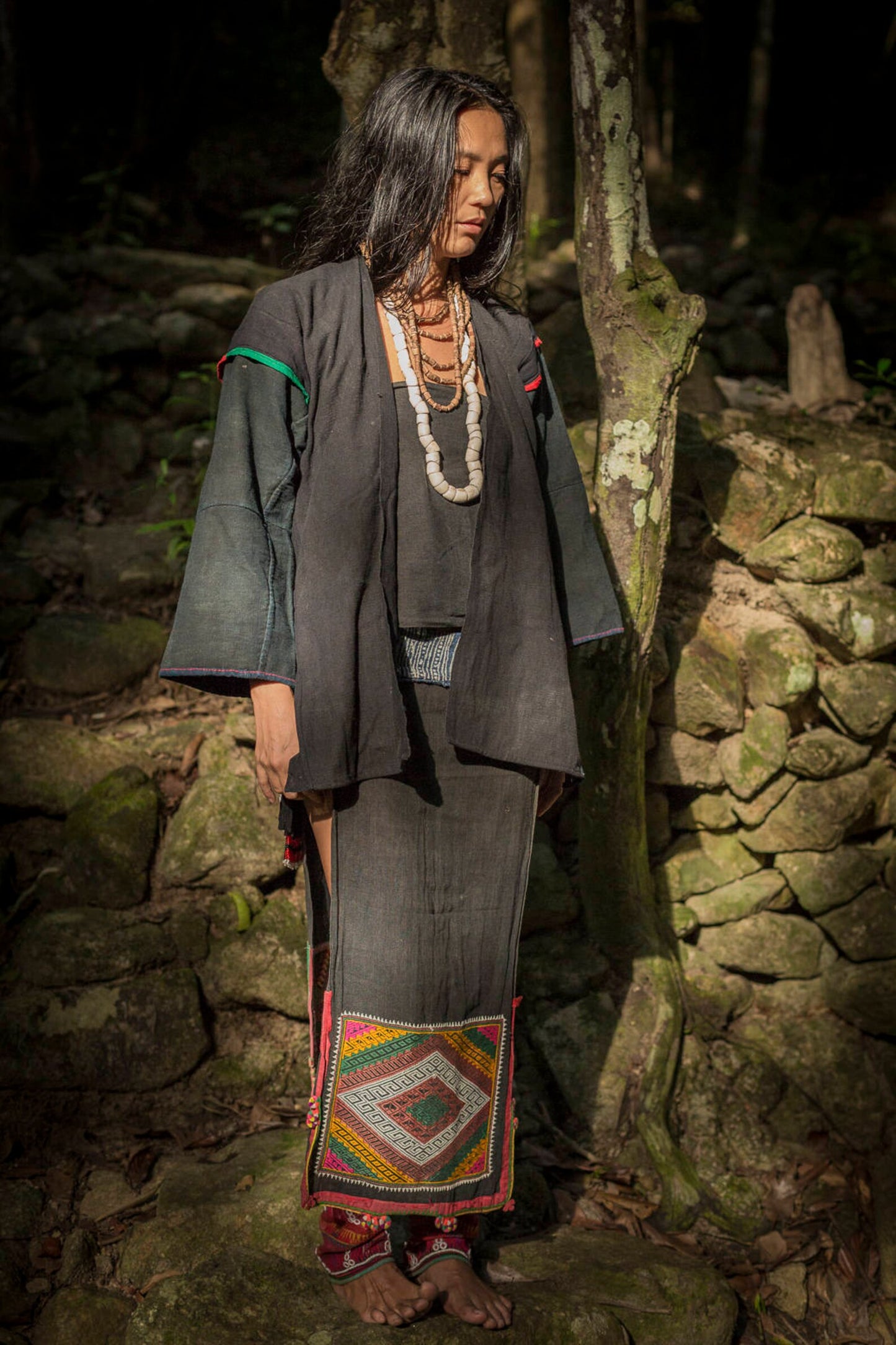 Akha Hill Tribe Jacket with Detailed Cross Stitched Embroidery ~⋙⋘~ Handwoven Handspun Hemp