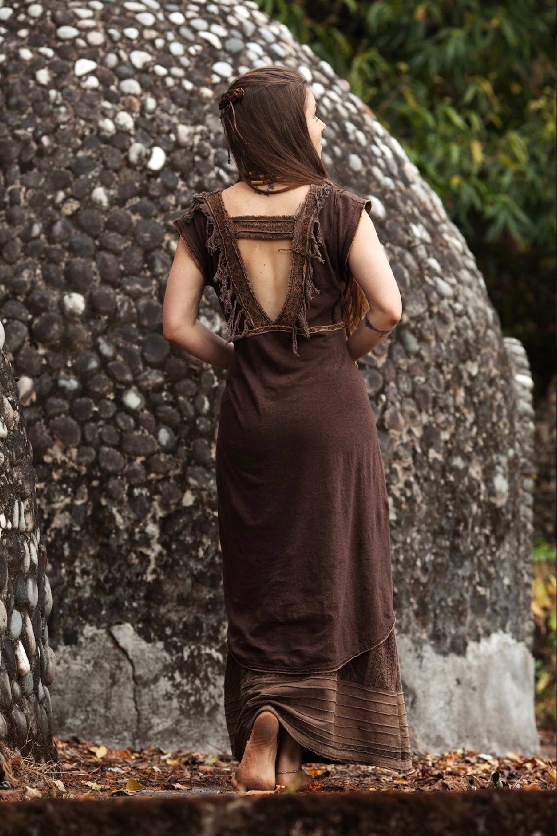 Long Tribal Hemp Tunic Top Asymmetrical Short Brown Hemp Dress Primitive Tribal Craft Long Tribal Hemp Tunic Top Asymmetrical Short Brown Hemp Dress Primitive Tribal Craft