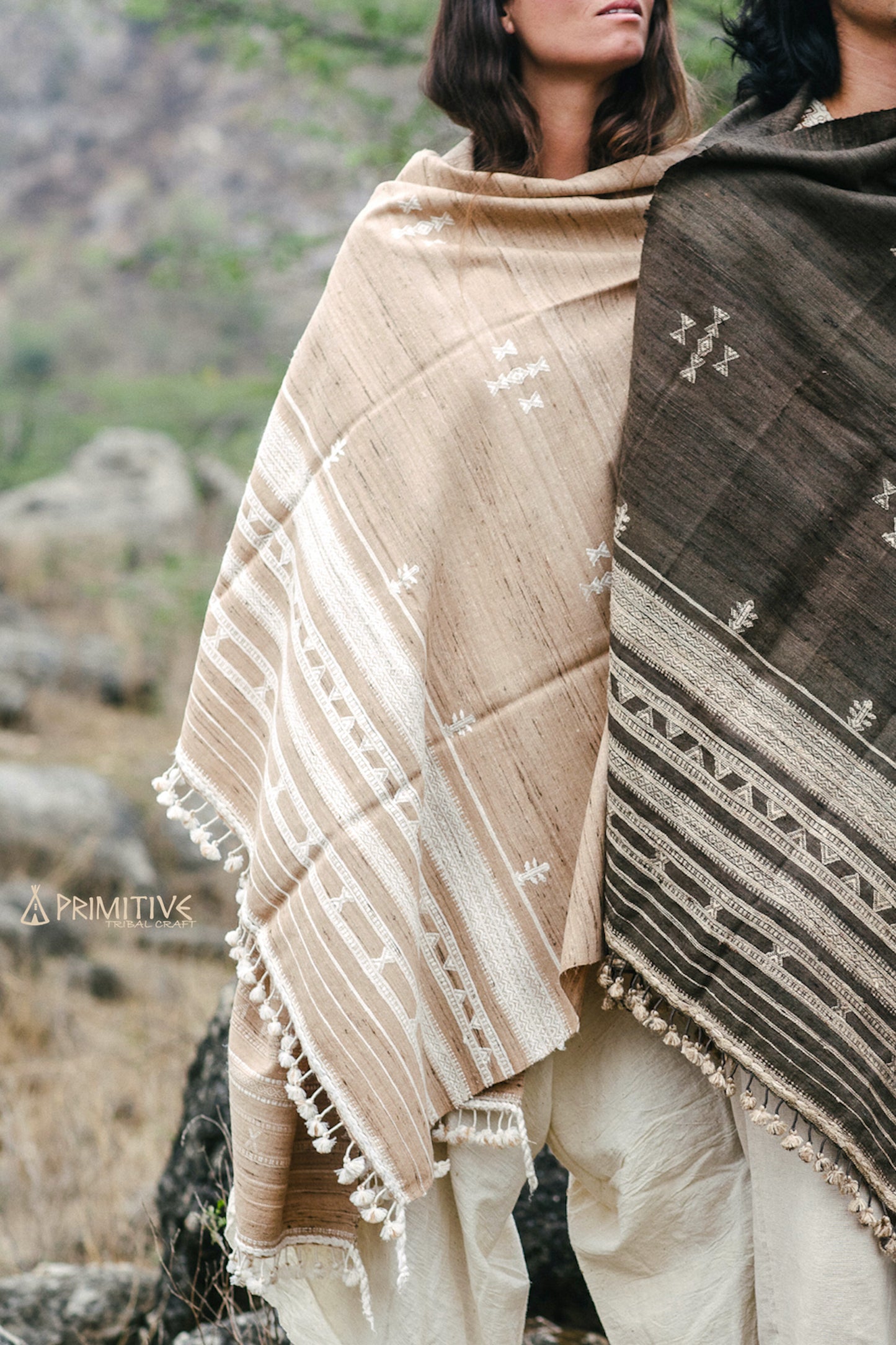Gujarati Tribal Shawl ⋙ Handwoven Wool & Silk Shawl