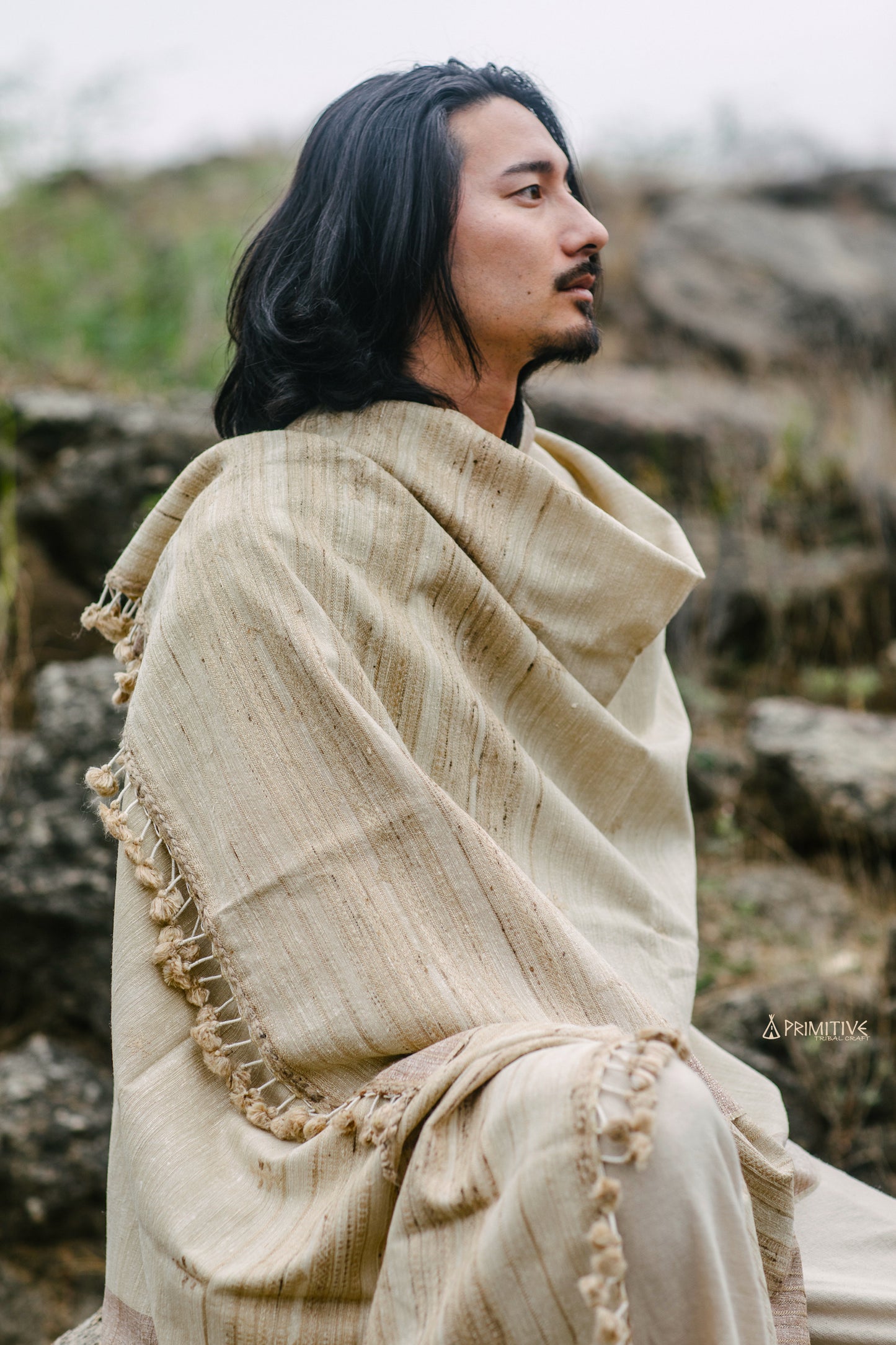 Gujarati Tribal Shawl ⋙ Handwoven Wool & Silk Shawl