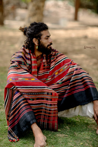 Traditioneller Rajasthani Pattu Schal / Stoff ~⋙ Reine handgewebte Wolle