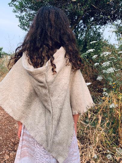 Thick Wool Poncho For Kids ⋙ Pure Handwoven Wool