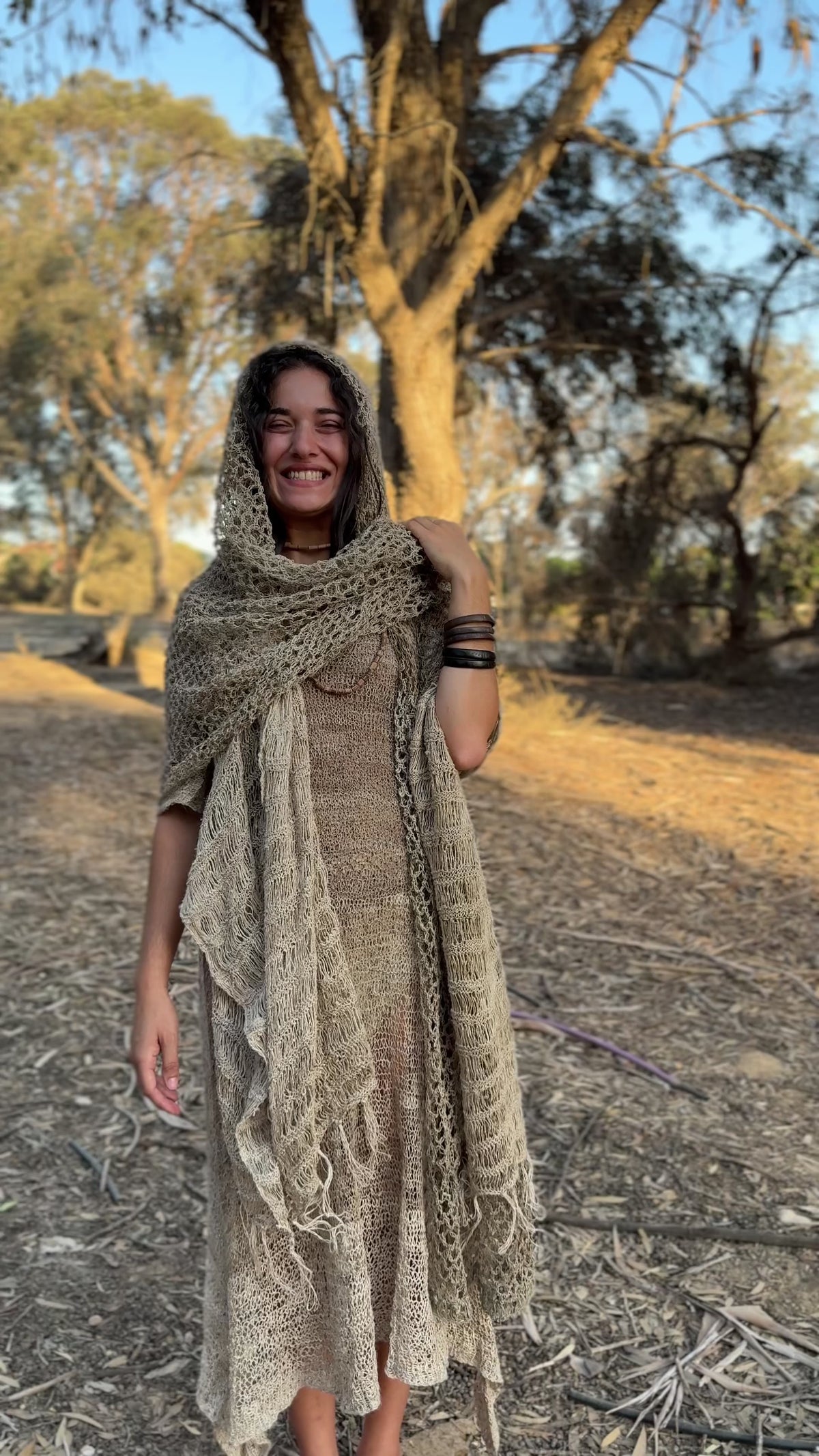 Large Knitted Nettle Shawl >> 100% Wild Himalayan Nettle