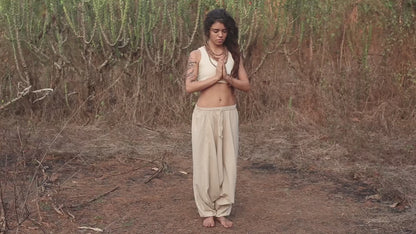 Yoga Outfit ๑⋙ Organic Cotton Yoga Top + 3/4 Harem Pants Handwoven Cotton