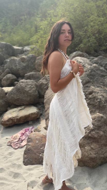 Frayed Cotton Dress ~ Open Back Butterfly Dress » Size Small