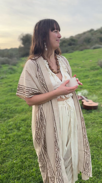 Natural Cotton Kimono ⋙ Block Printed