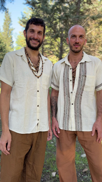 Short-Sleeved Cotton Button Shirt ⋙