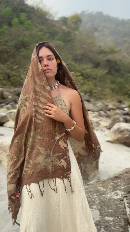 Eco Printed Cotton Shawl ~ Botanical Print Collection