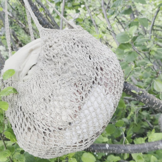 Handwoven wild hemp net tote bag