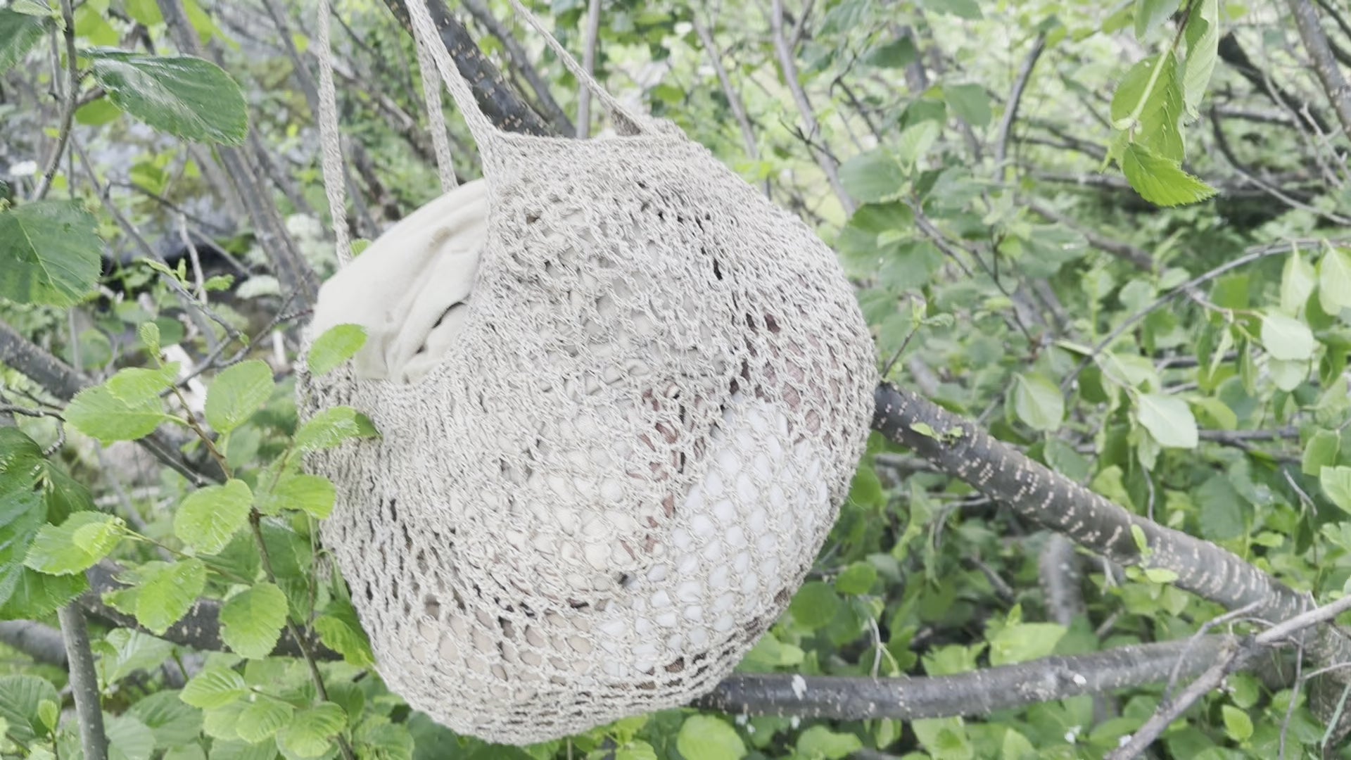 Handwoven wild hemp net tote bag