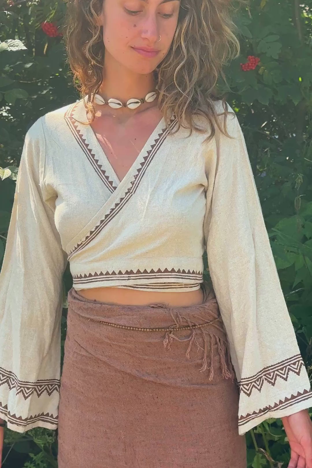 Mini Wrap Top ⋗ Hand Block Print ⋖ Handwoven Raw Silk