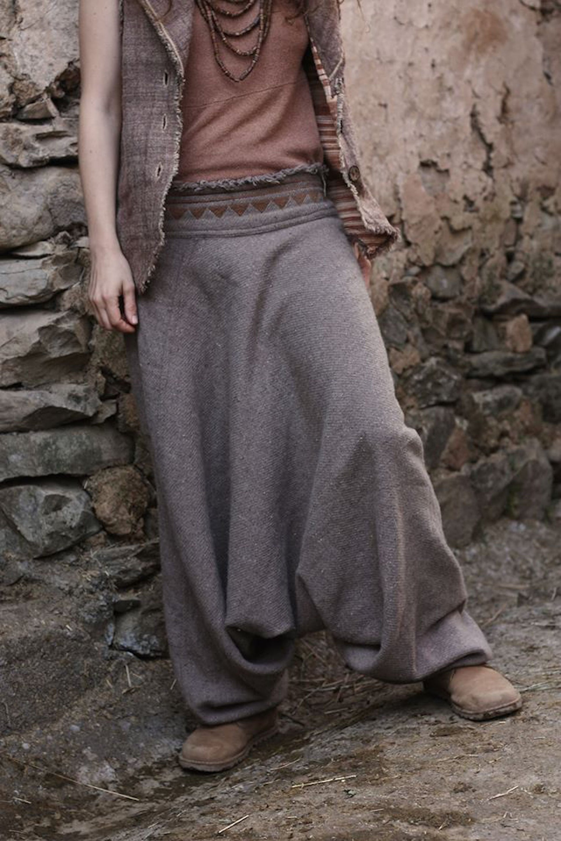 Harem Pants ⫸ made of Wool with Tribal Embroidery