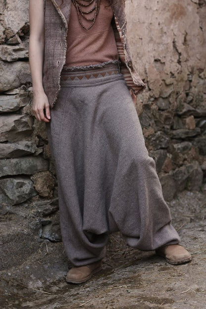 Harem Pants ⫸ made of Wool with Tribal Embroidery