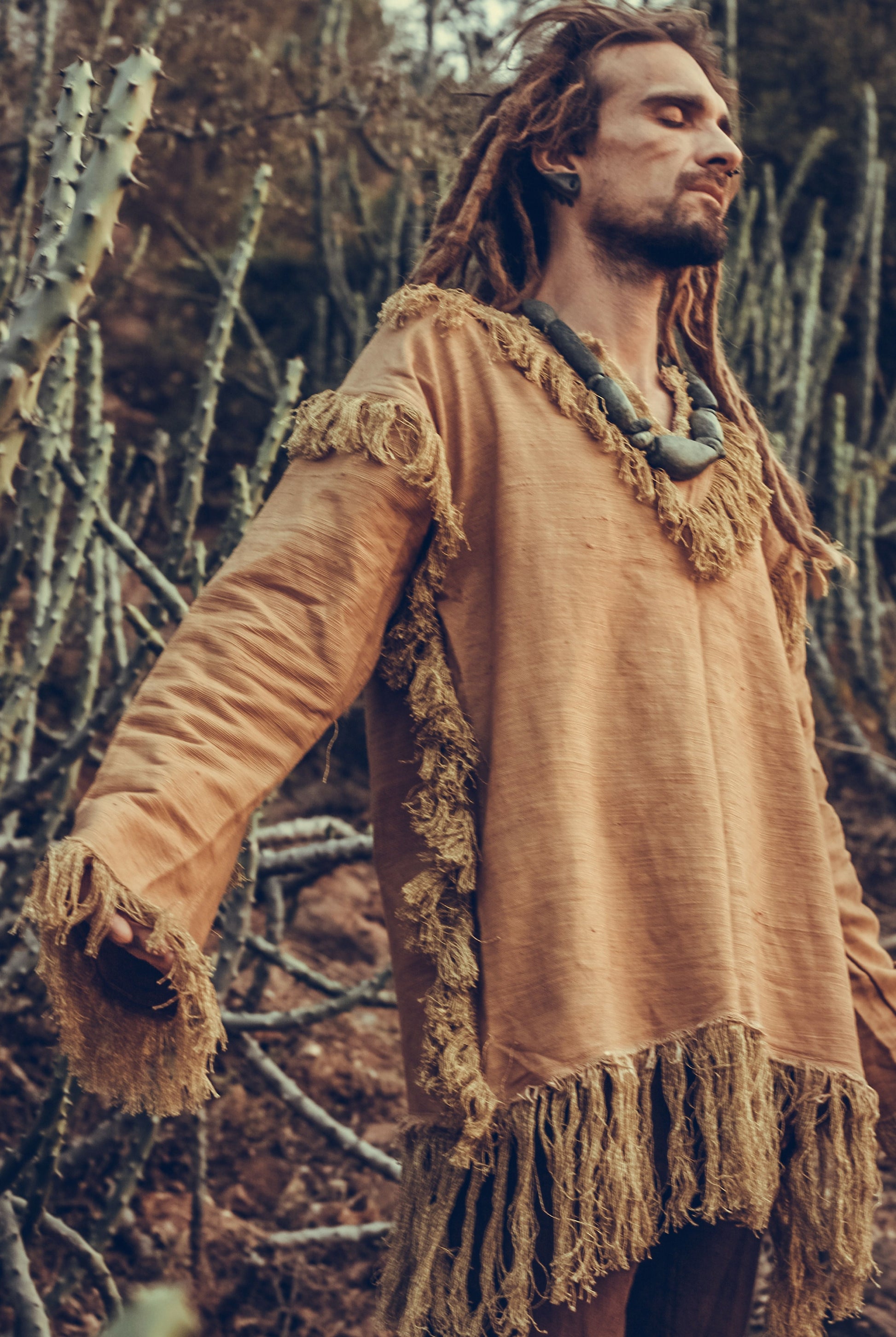 Eagle Wings Native Ritual Long Sleeves Shirt ~ Handwoven Khadi Cotton