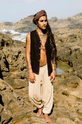 Mens Brown Raw Silk Vest