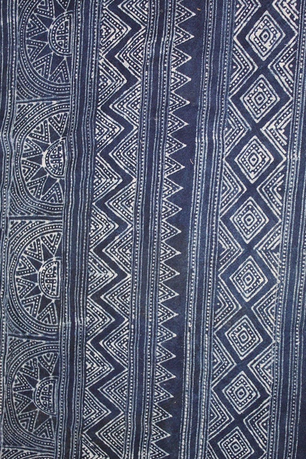 Block Printed Fabric ~ 5 meter roll . Indigo natural dye . Hill tribe