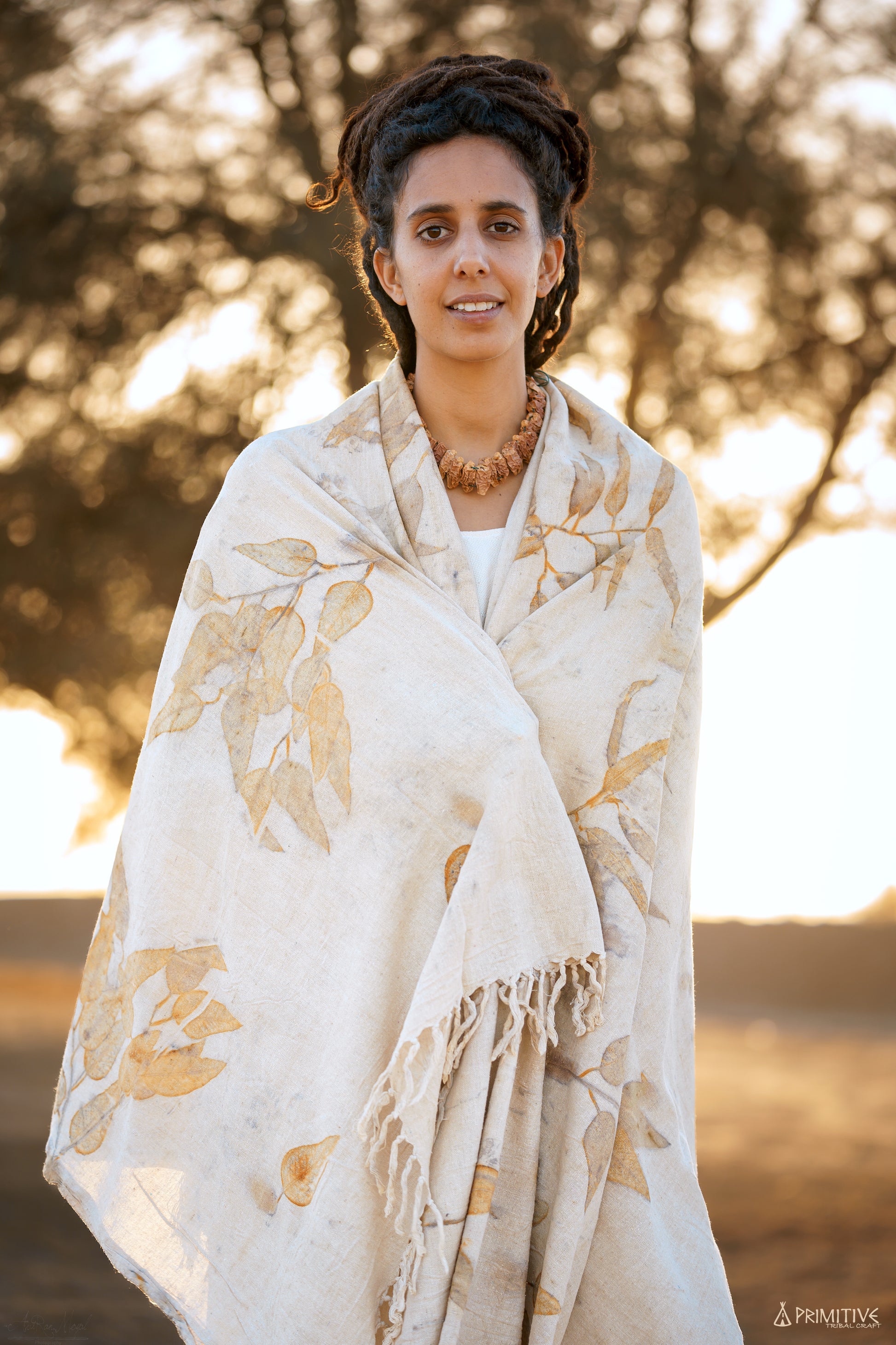 Leaves Printed Shawl ⋙ Raw Silk