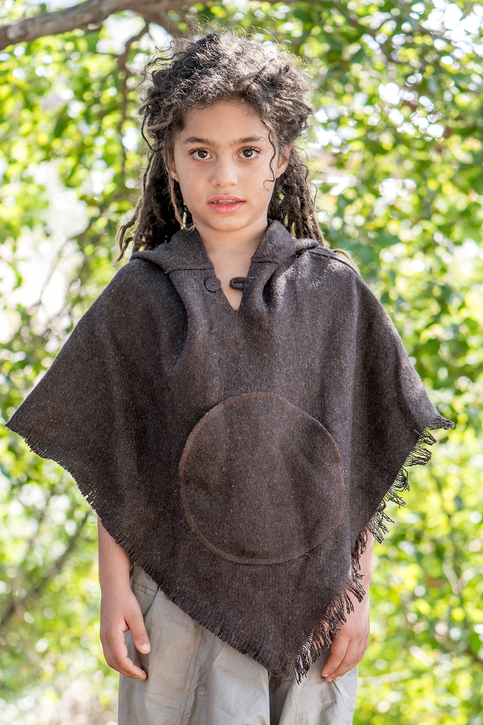 Thick Wool Poncho For Kids ⋙ Pure Handwoven Wool